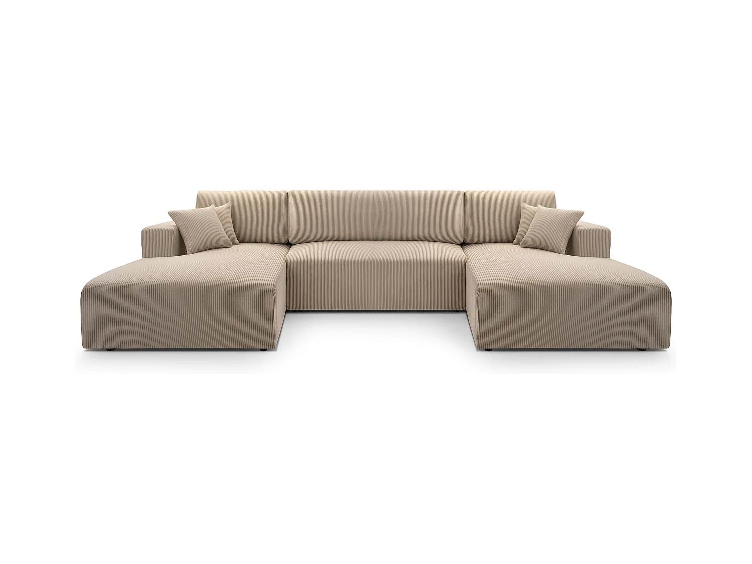 AX LIVING Canapé panoramique en U beige Catea avec fonction lit 364 cm