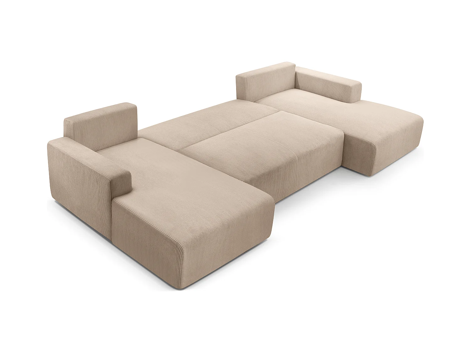 AX LIVING Canapé panoramique en U beige Catea avec fonction lit 364 cm