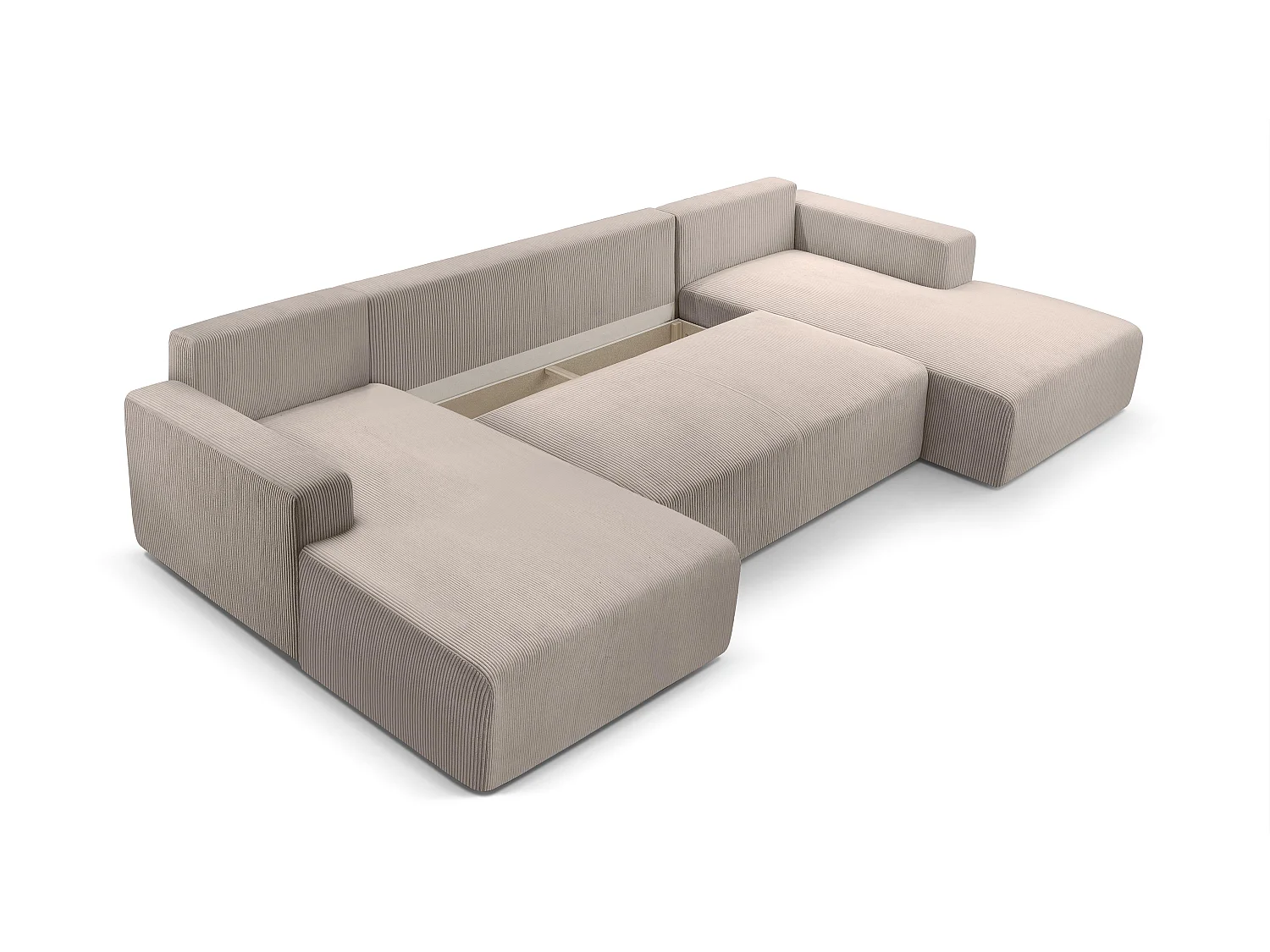 AX LIVING Canapé panoramique en U beige Catea avec fonction lit 364 cm