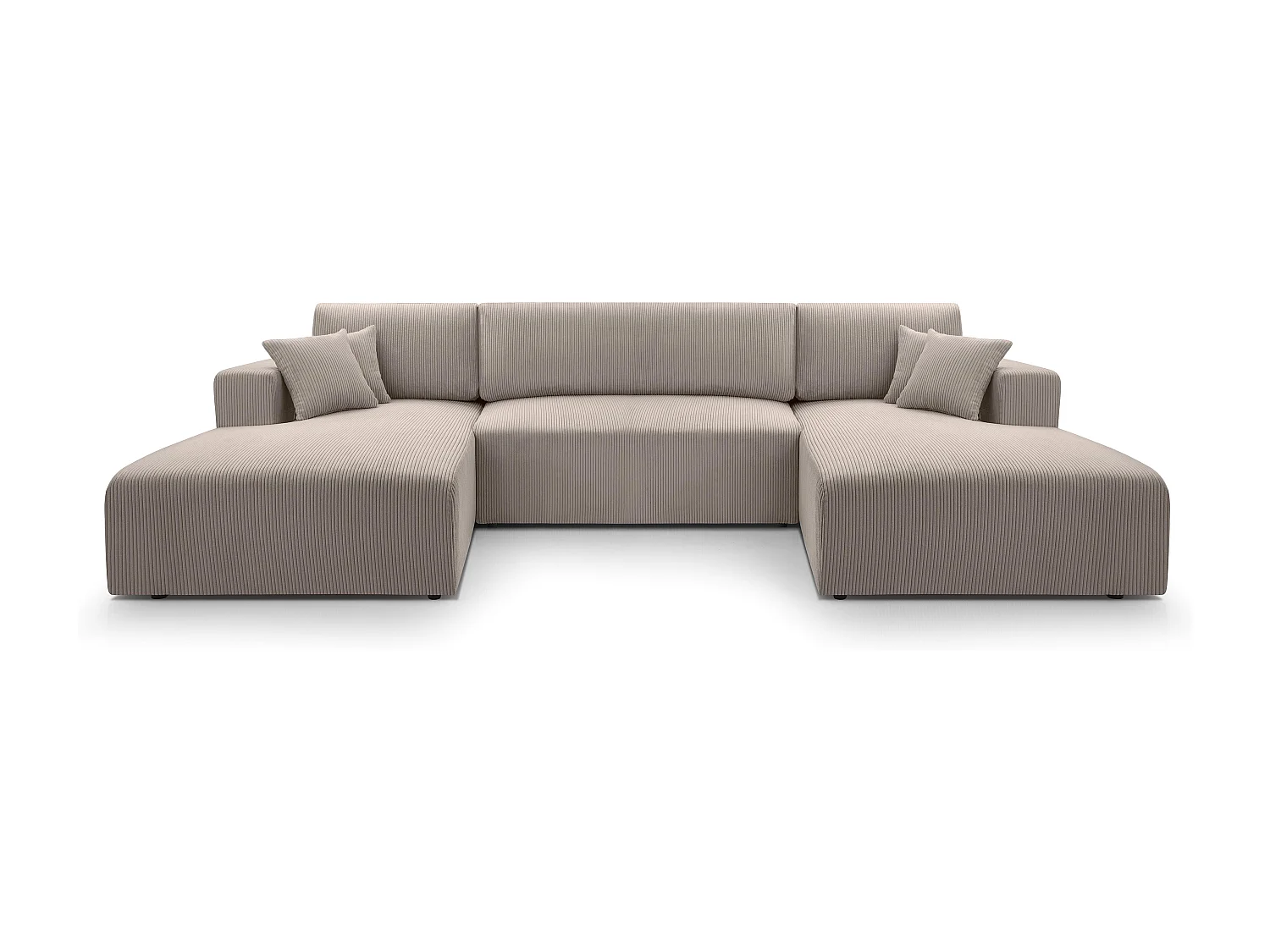 AX LIVING Canapé panoramique en U beige Catea avec fonction lit 364 cm