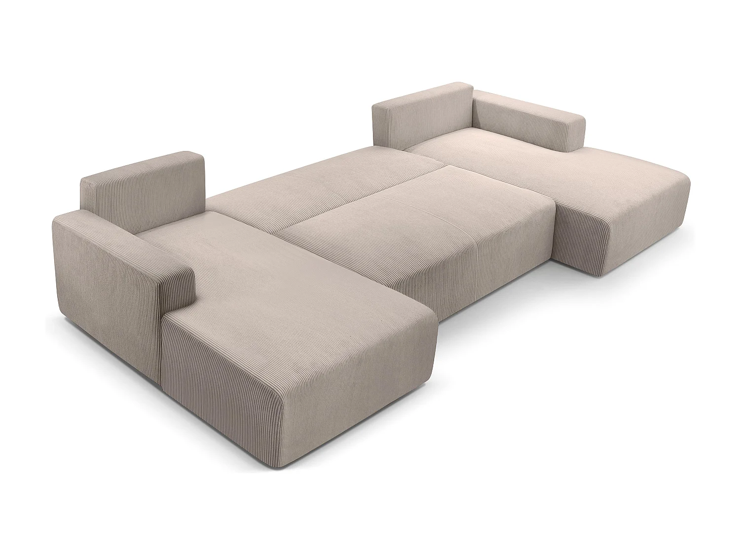 AX LIVING Canapé panoramique en U beige Catea avec fonction lit 364 cm