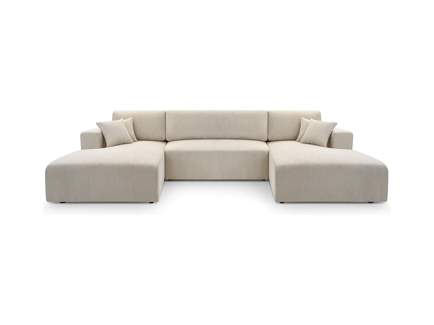 AX LIVING Ecksofa Weiß Schlaffunktion Catea U Cord Wohnlandschaft 364