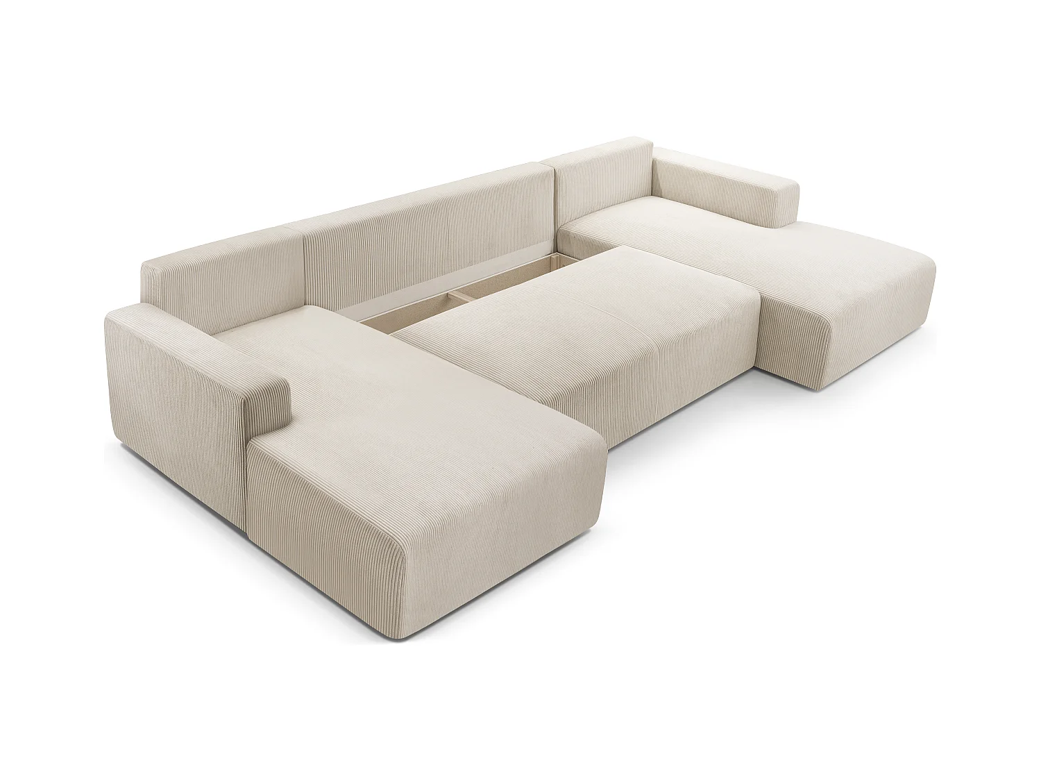 AX LIVING Ecksofa Weiß Schlaffunktion Catea U Cord Wohnlandschaft 364