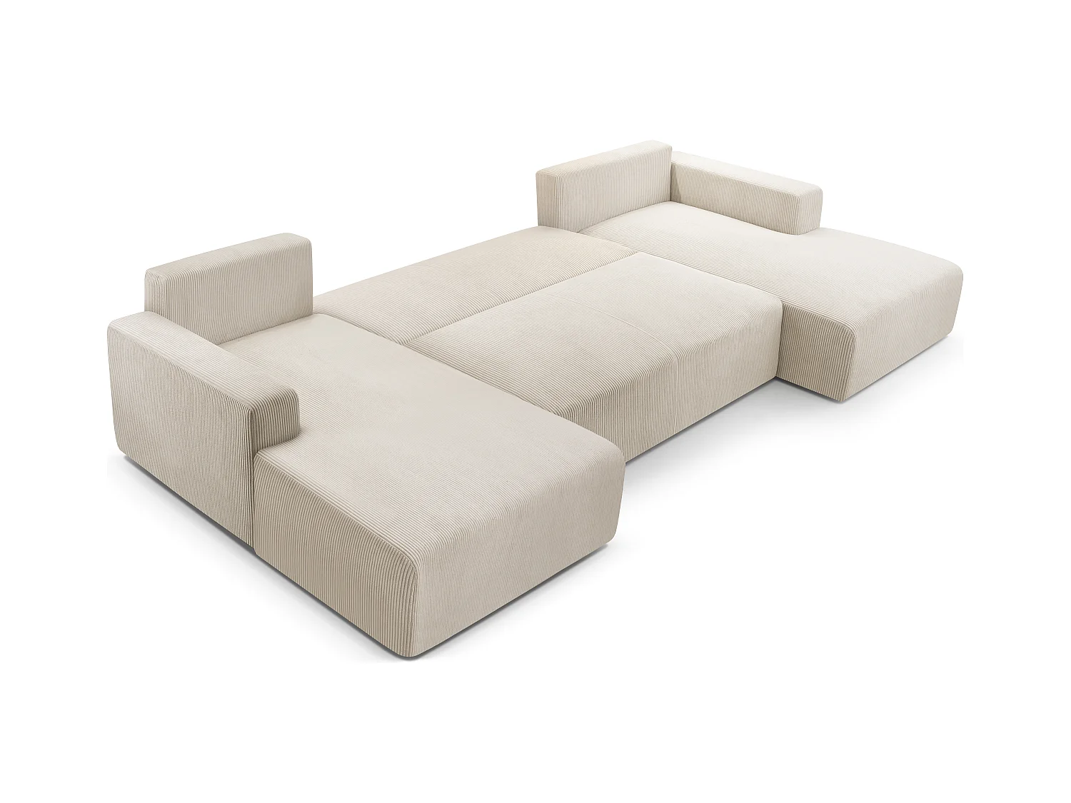 AX LIVING Ecksofa Weiß Schlaffunktion Catea U Cord Wohnlandschaft 364