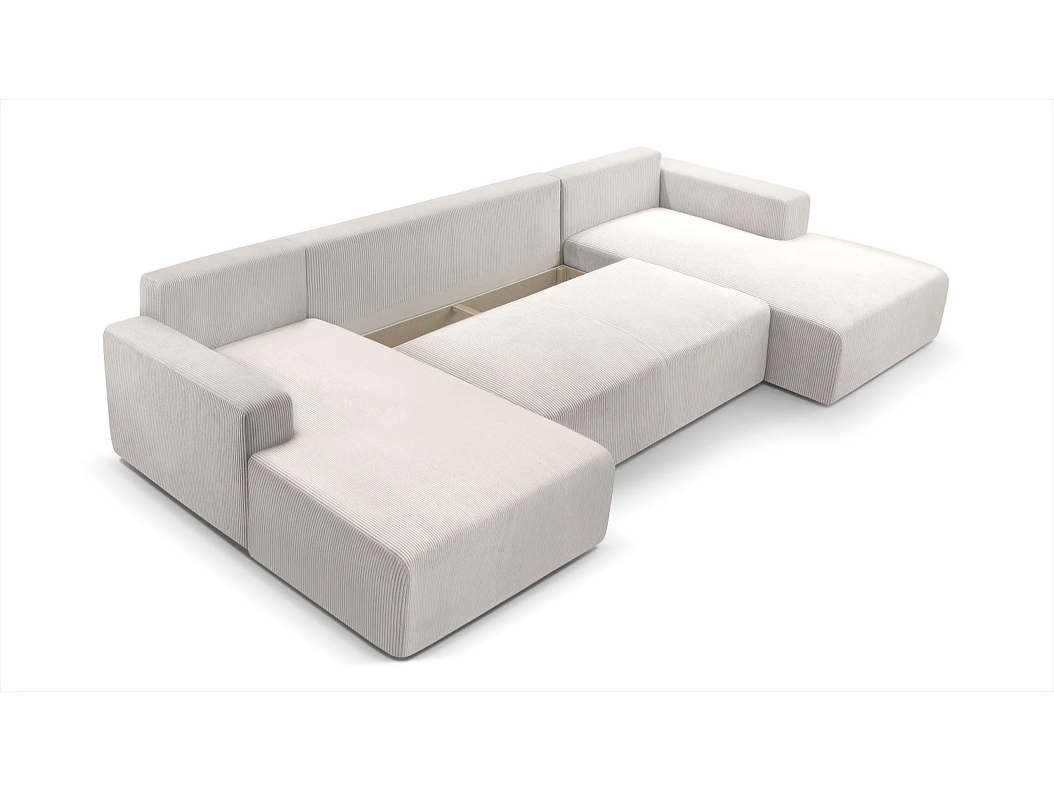 AX LIVING Canapé panoramique en U blanc Catea avec fonction lit 364 cm