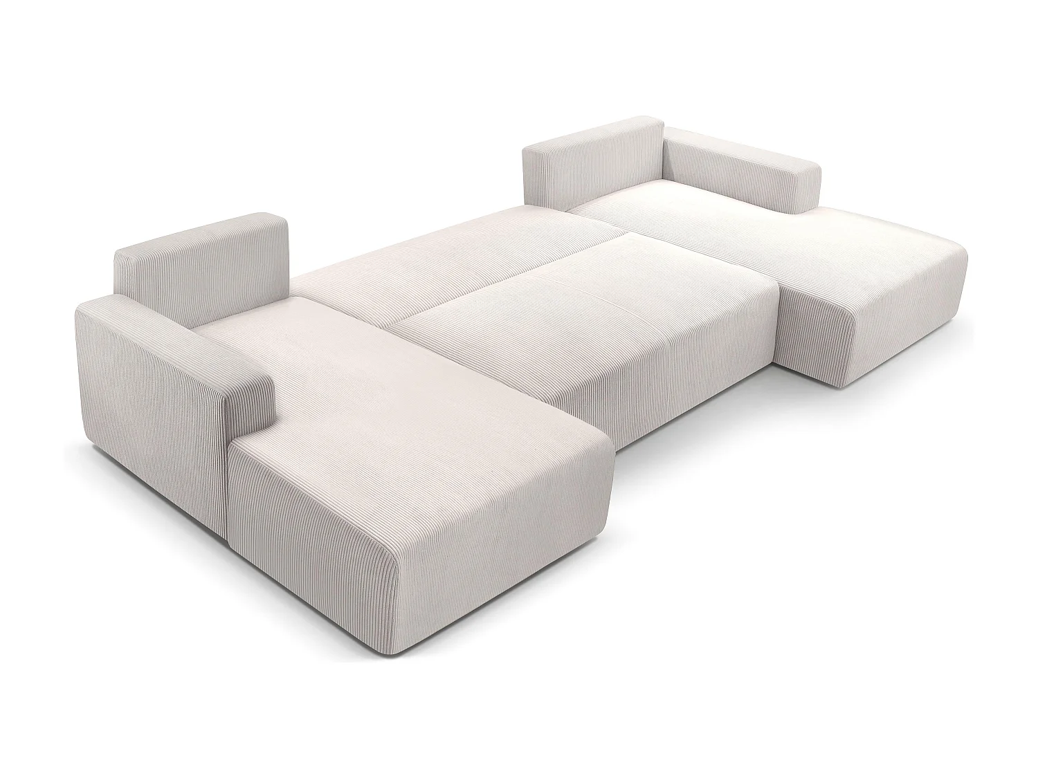 AX LIVING Canapé panoramique en U blanc Catea avec fonction lit 364 cm