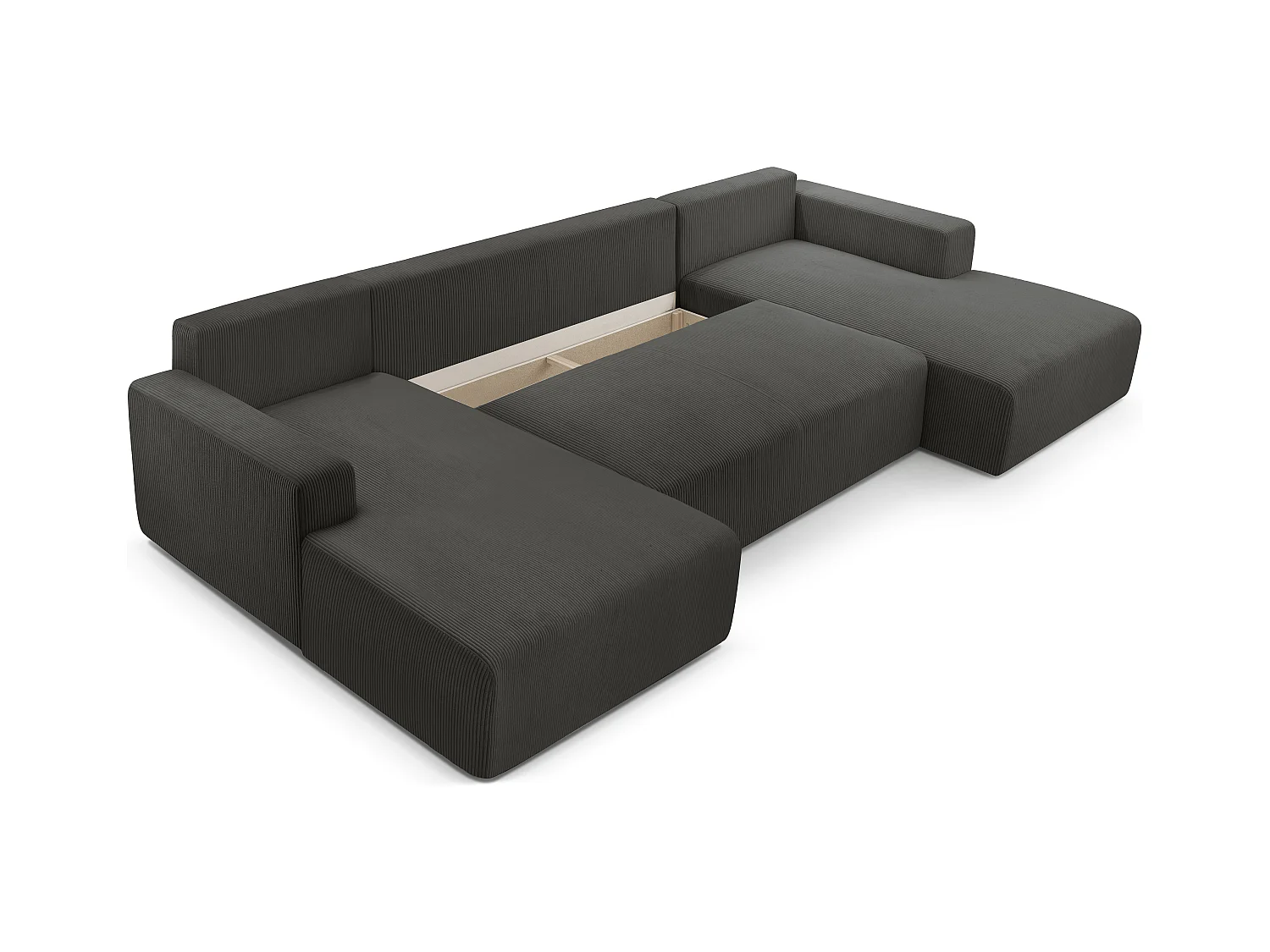 AX LIVING Canapé panoramique en U gris foncé Catea fonction lit 364 cm