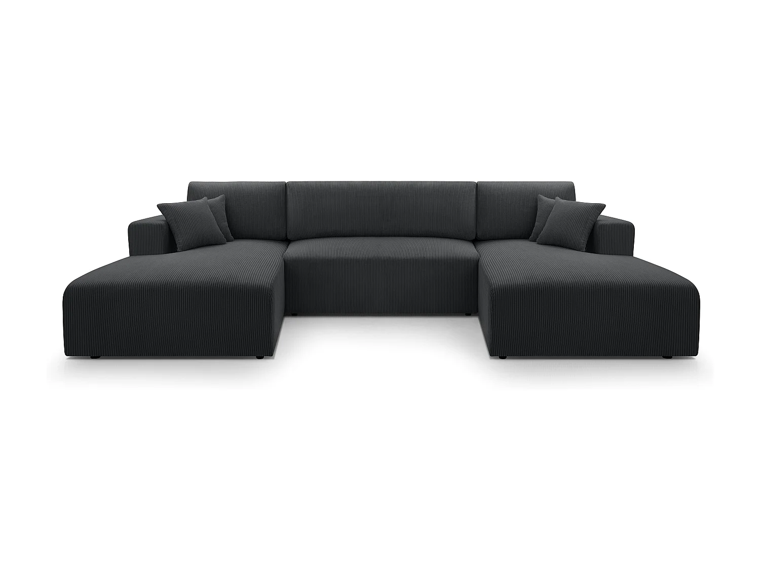 AX LIVING Canapé panoramique en U gris foncé Catea fonction lit 364 cm