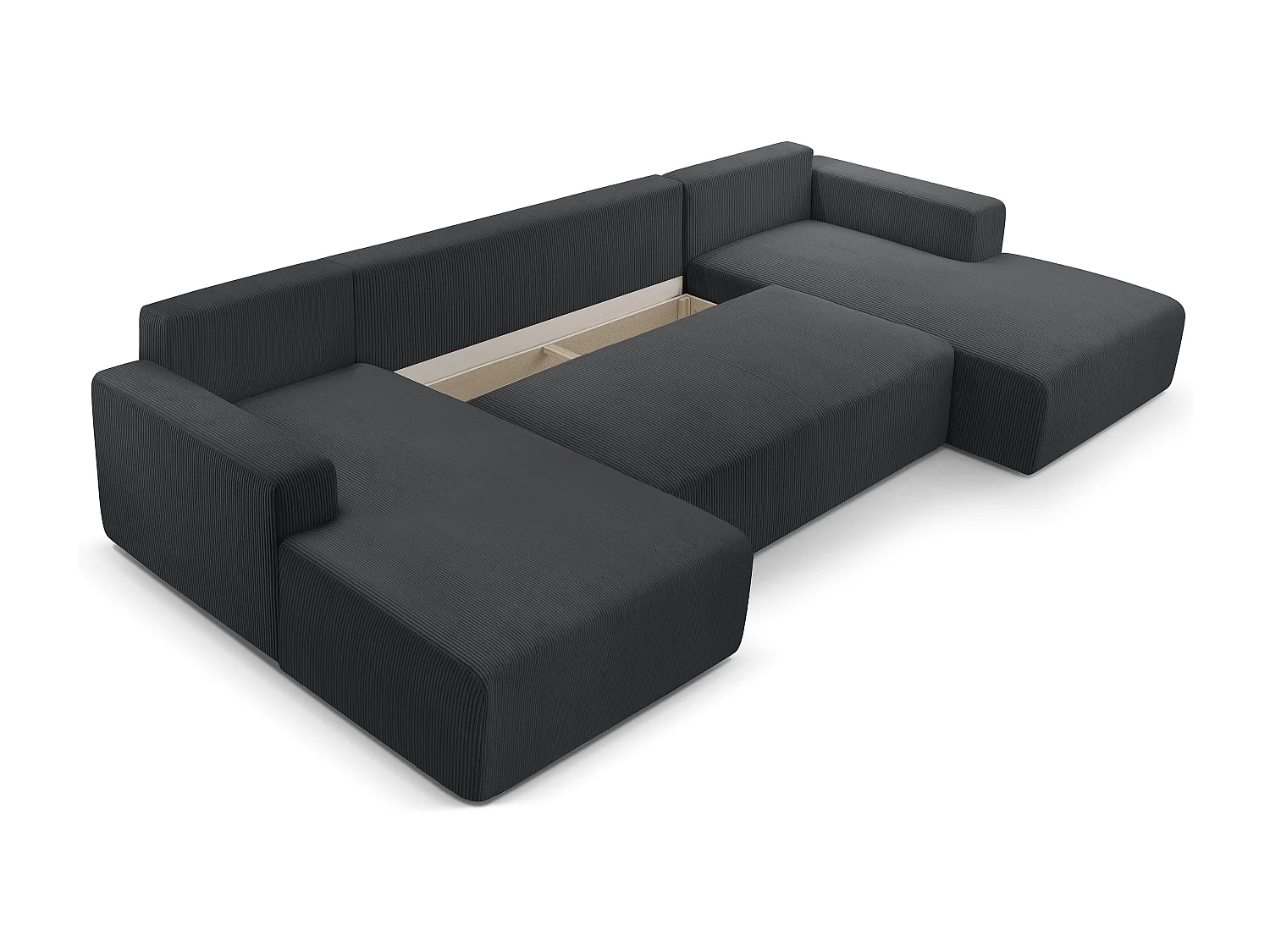 AX LIVING Canapé panoramique en U gris foncé Catea fonction lit 364 cm