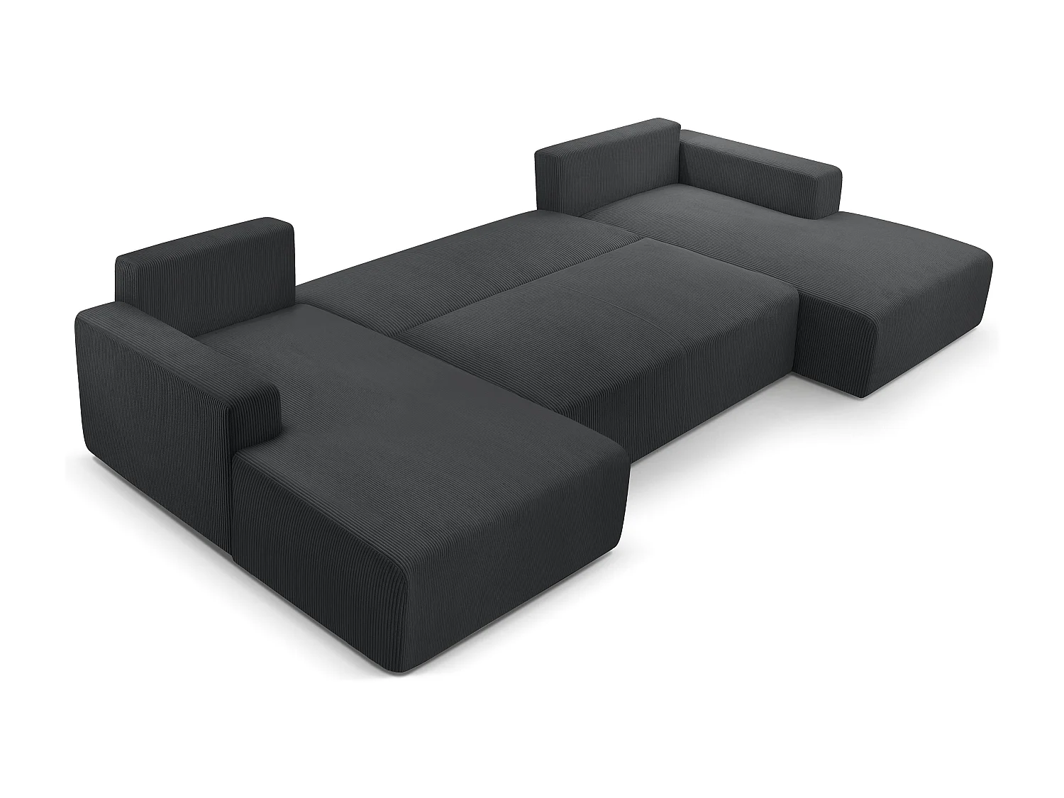 AX LIVING Canapé panoramique en U gris foncé Catea fonction lit 364 cm