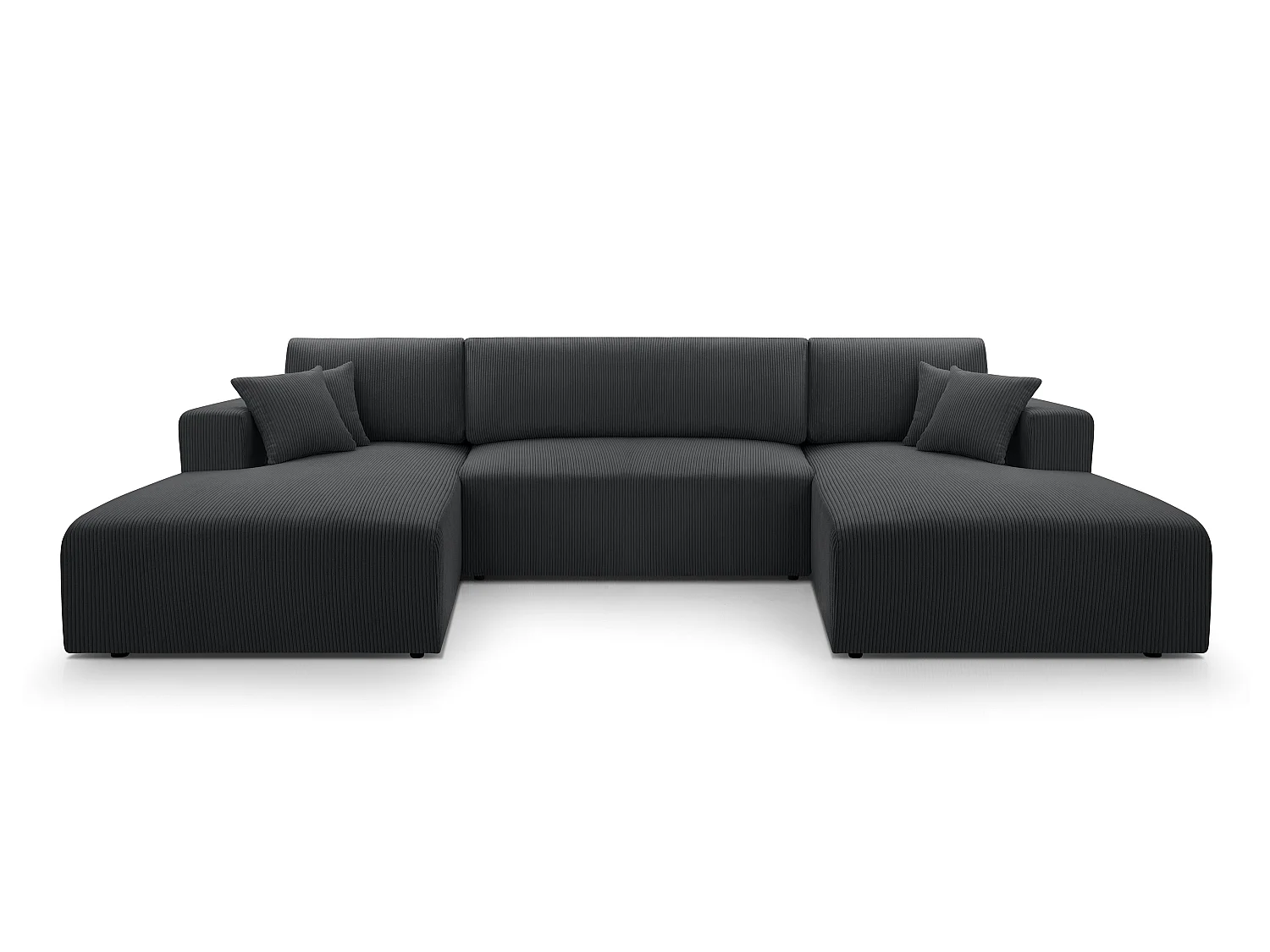 AX LIVING Canapé panoramique en U gris foncé Catea fonction lit 364 cm