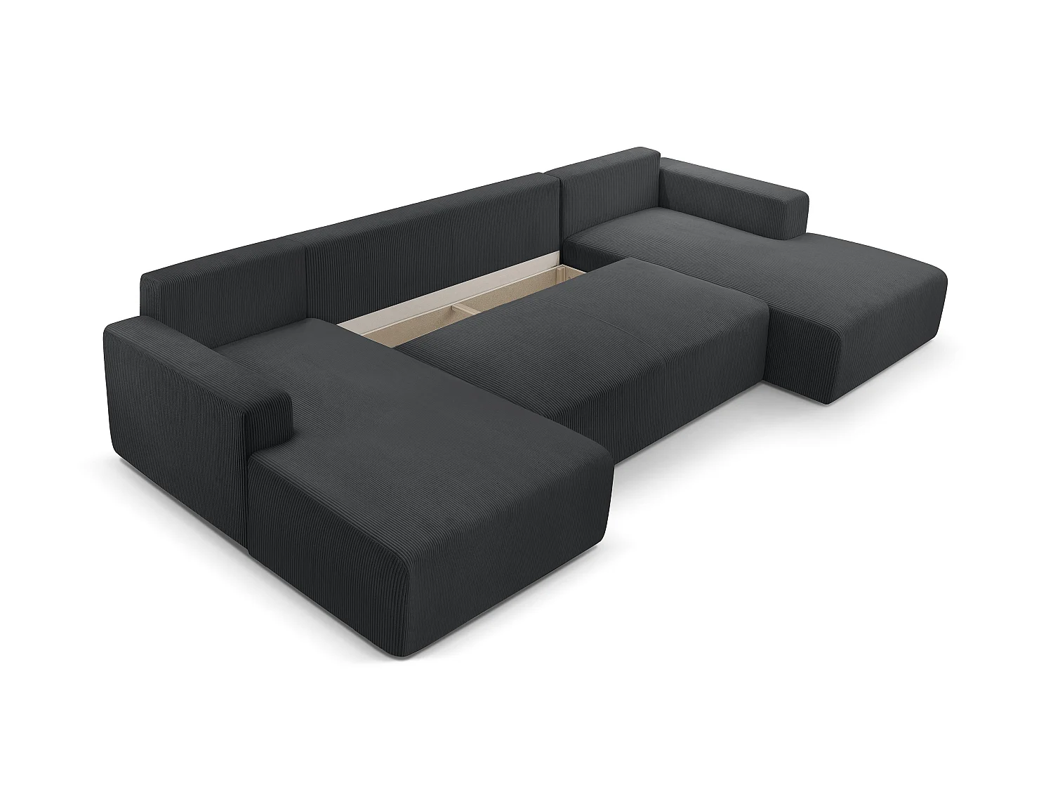 AX LIVING Canapé panoramique en U gris foncé Catea fonction lit 364 cm