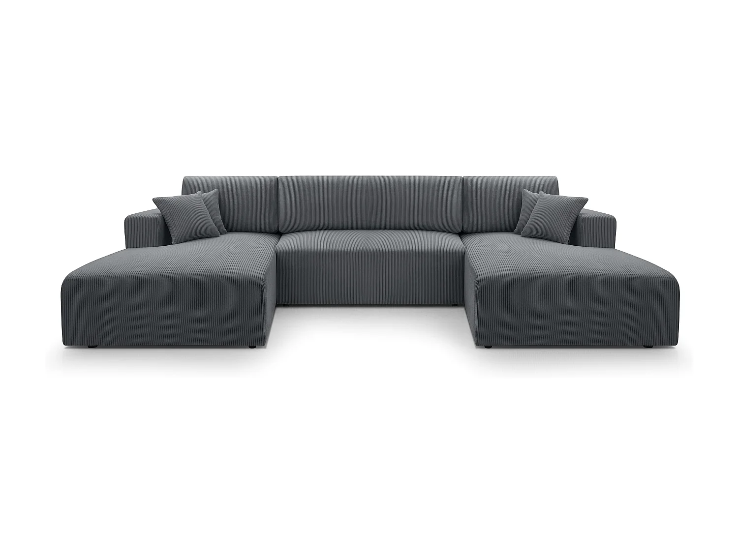 AX LIVING Canapé panoramique en U gris Catea avec fonction lit – 364cm