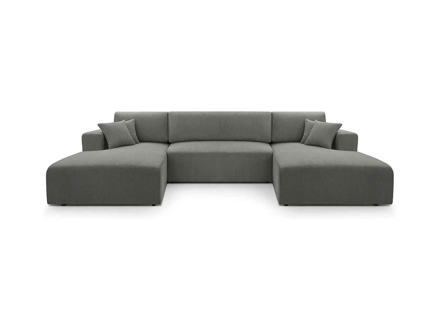 AX LIVING Graues Sofa Schlaffunktion Catea U Cord Wohnlandschaft 364cm