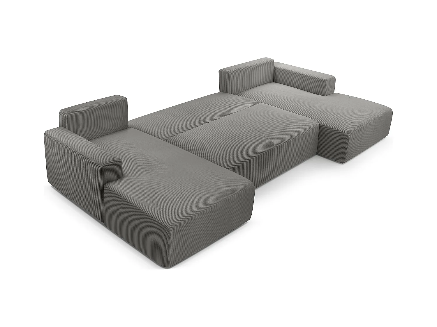 AX LIVING Graues Sofa Schlaffunktion Catea U Cord Wohnlandschaft 364cm