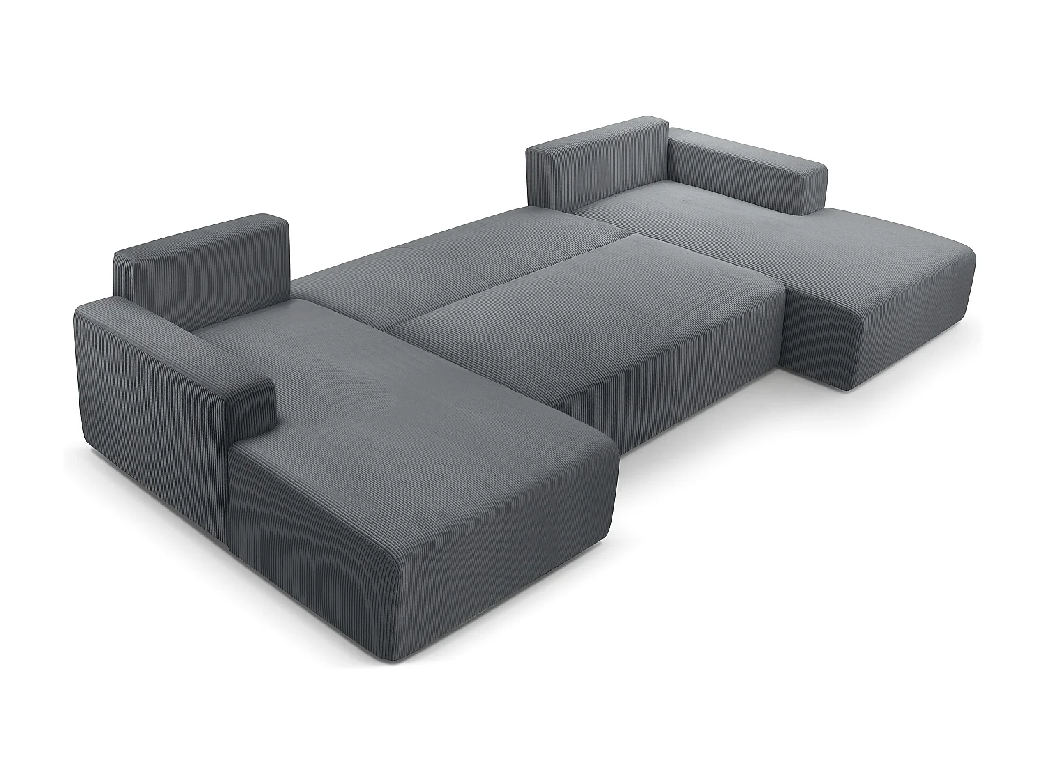 AX LIVING Canapé panoramique en U gris Catea avec fonction lit – 364cm