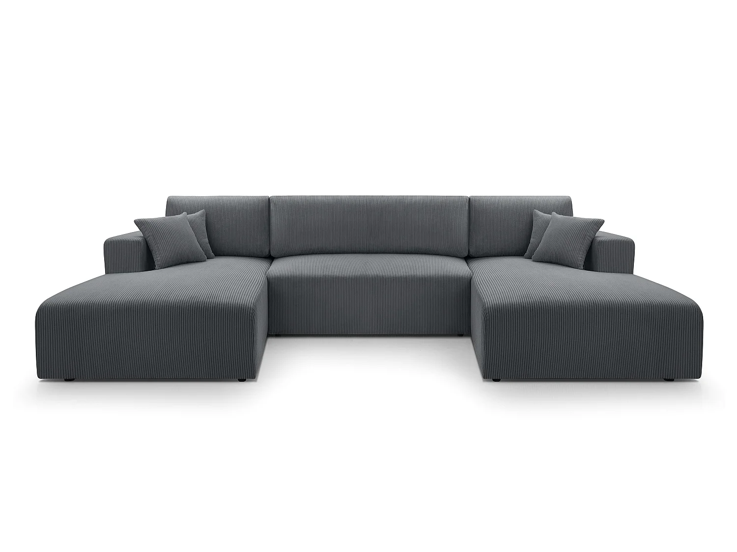 AX LIVING Canapé panoramique en U gris Catea avec fonction lit – 364cm