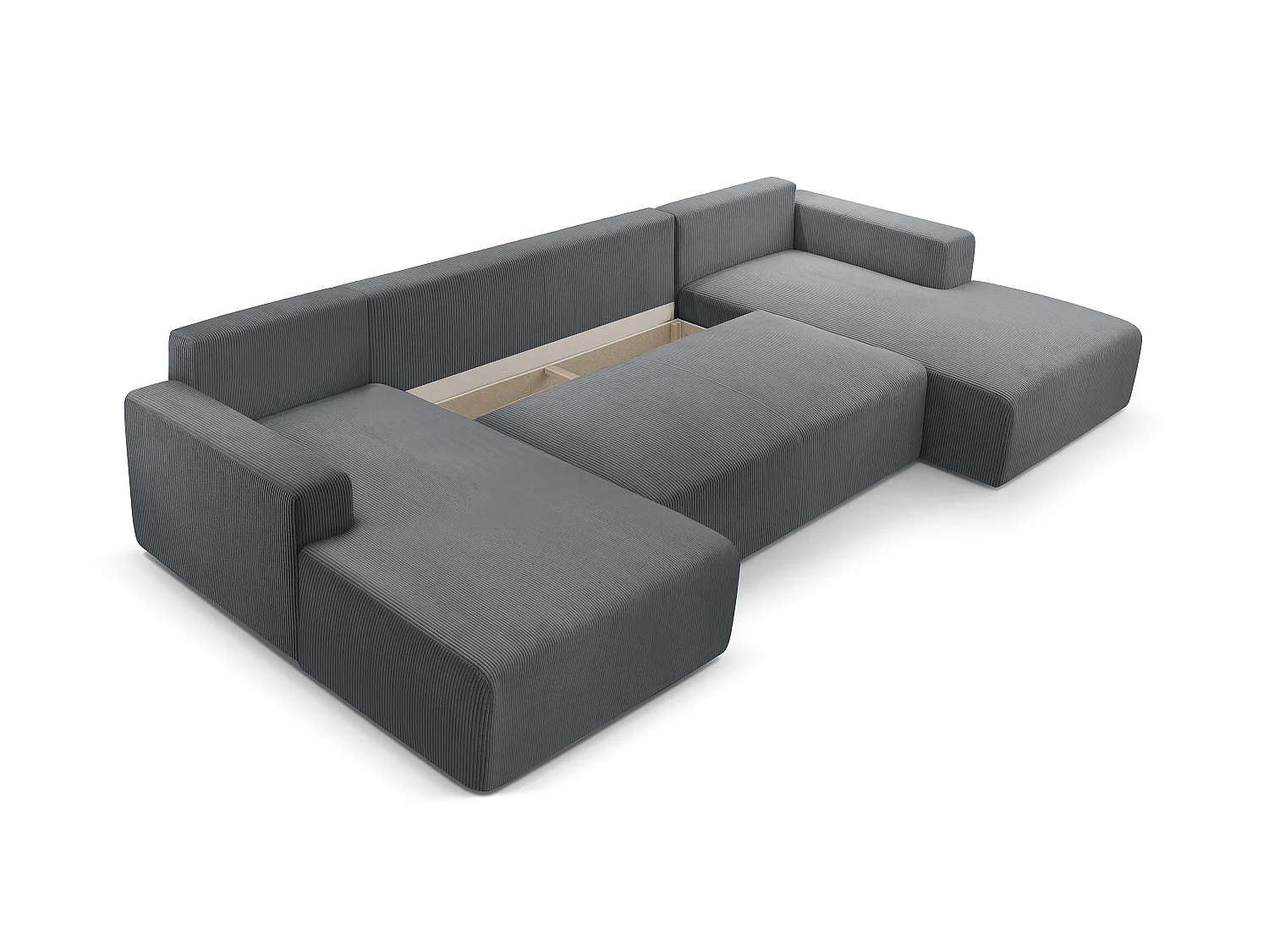 AX LIVING Canapé panoramique en U gris Catea avec fonction lit – 364cm