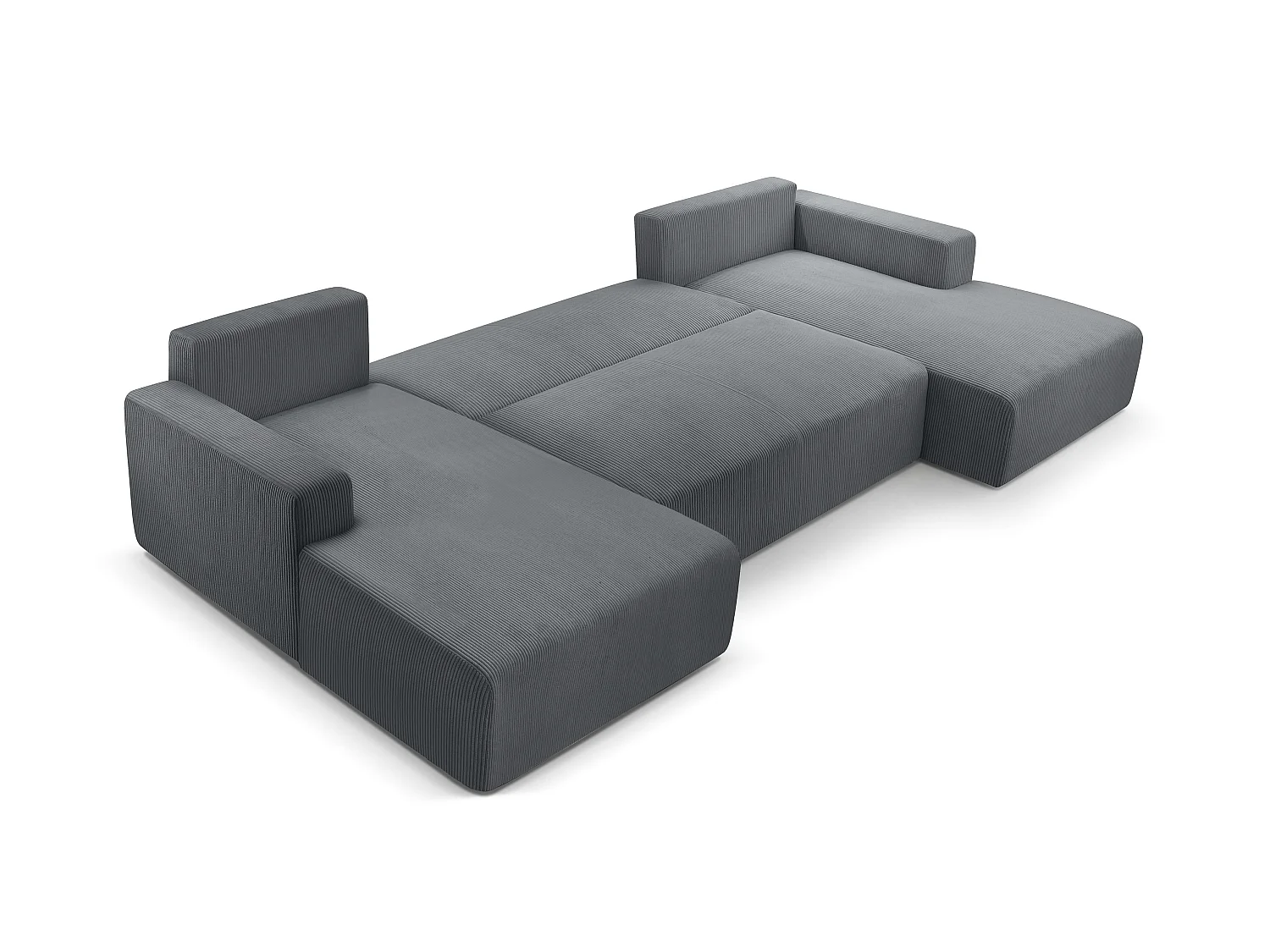 AX LIVING Canapé panoramique en U gris Catea avec fonction lit – 364cm