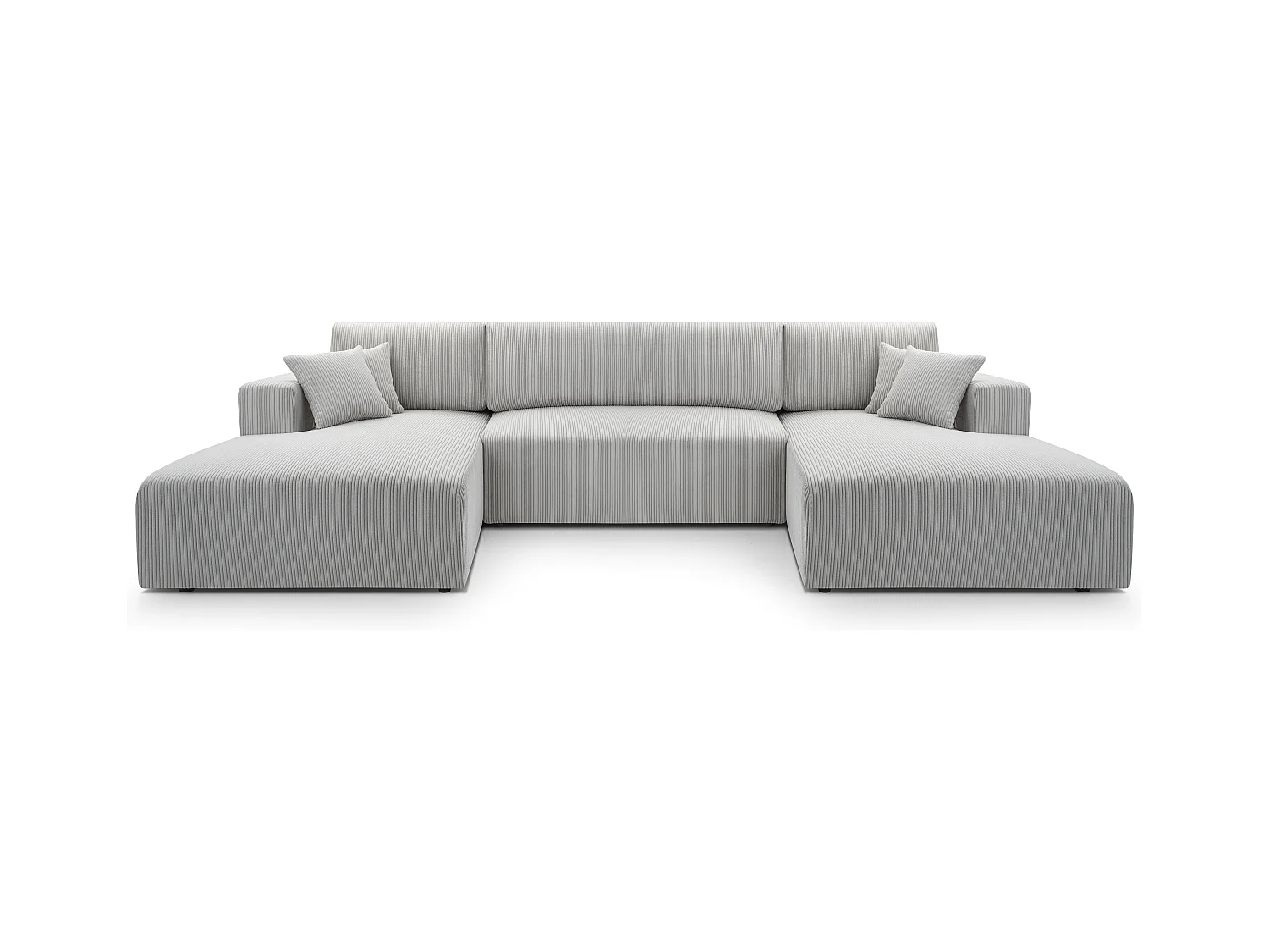 AX LIVING Canapé panoramique en U gris clair Catea fonction lit 364 cm