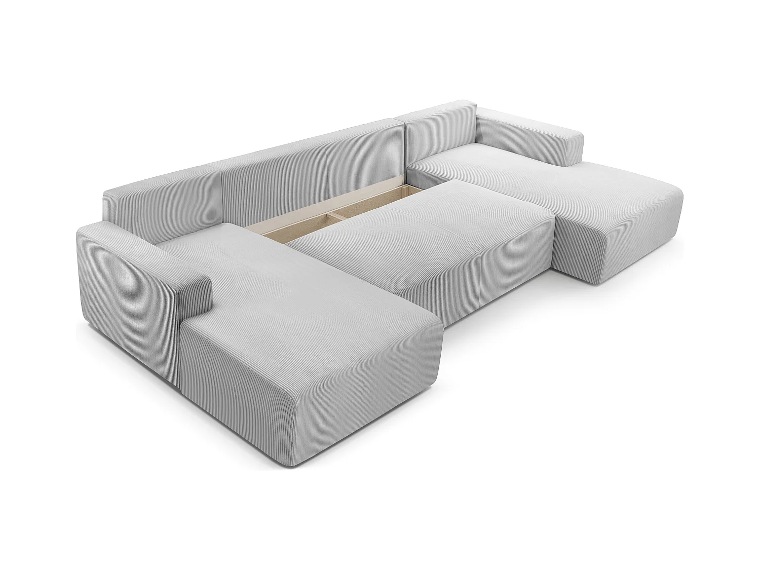 AX LIVING Canapé panoramique en U gris clair Catea fonction lit 364 cm