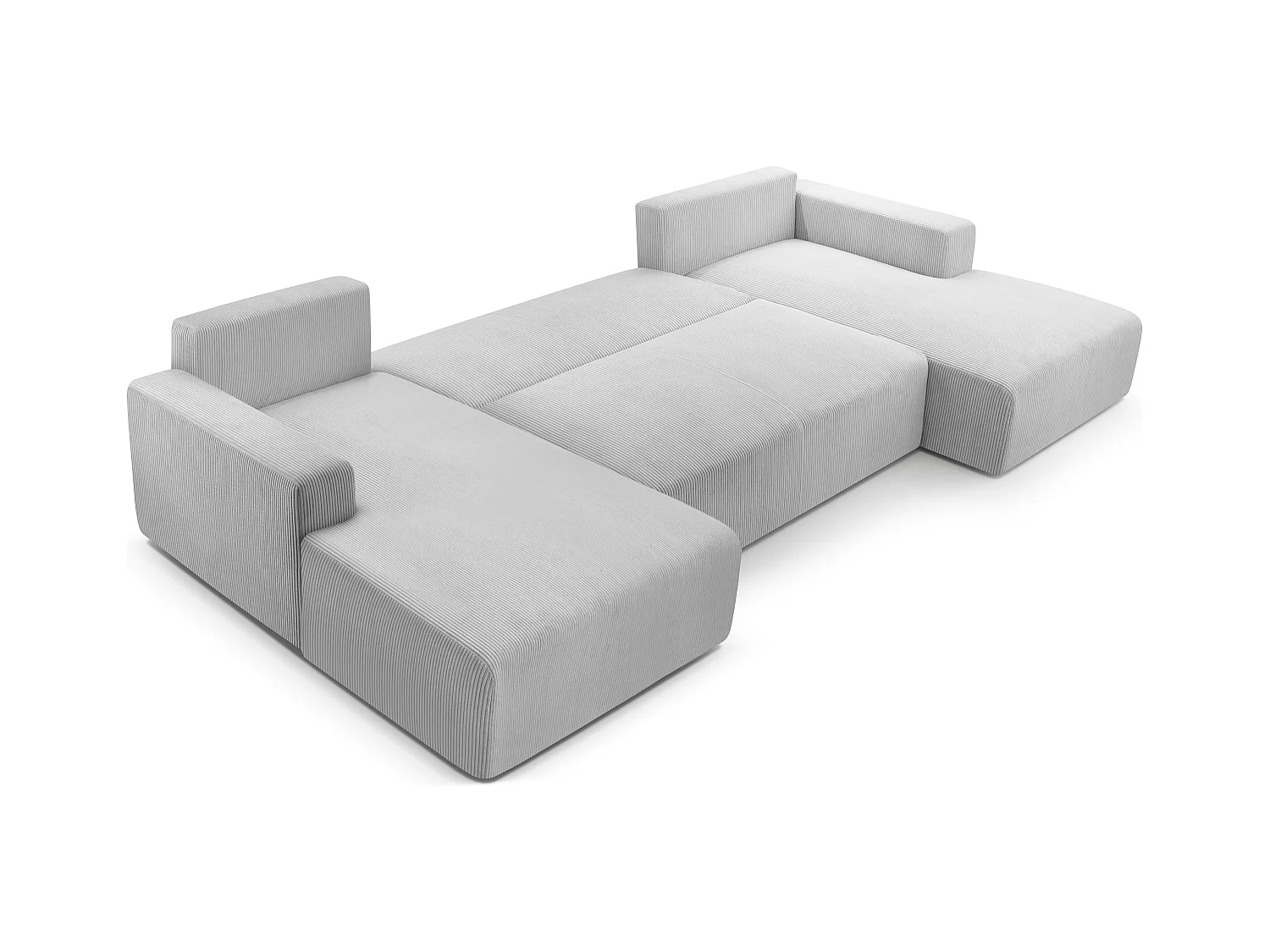 AX LIVING Canapé panoramique en U gris clair Catea fonction lit 364 cm