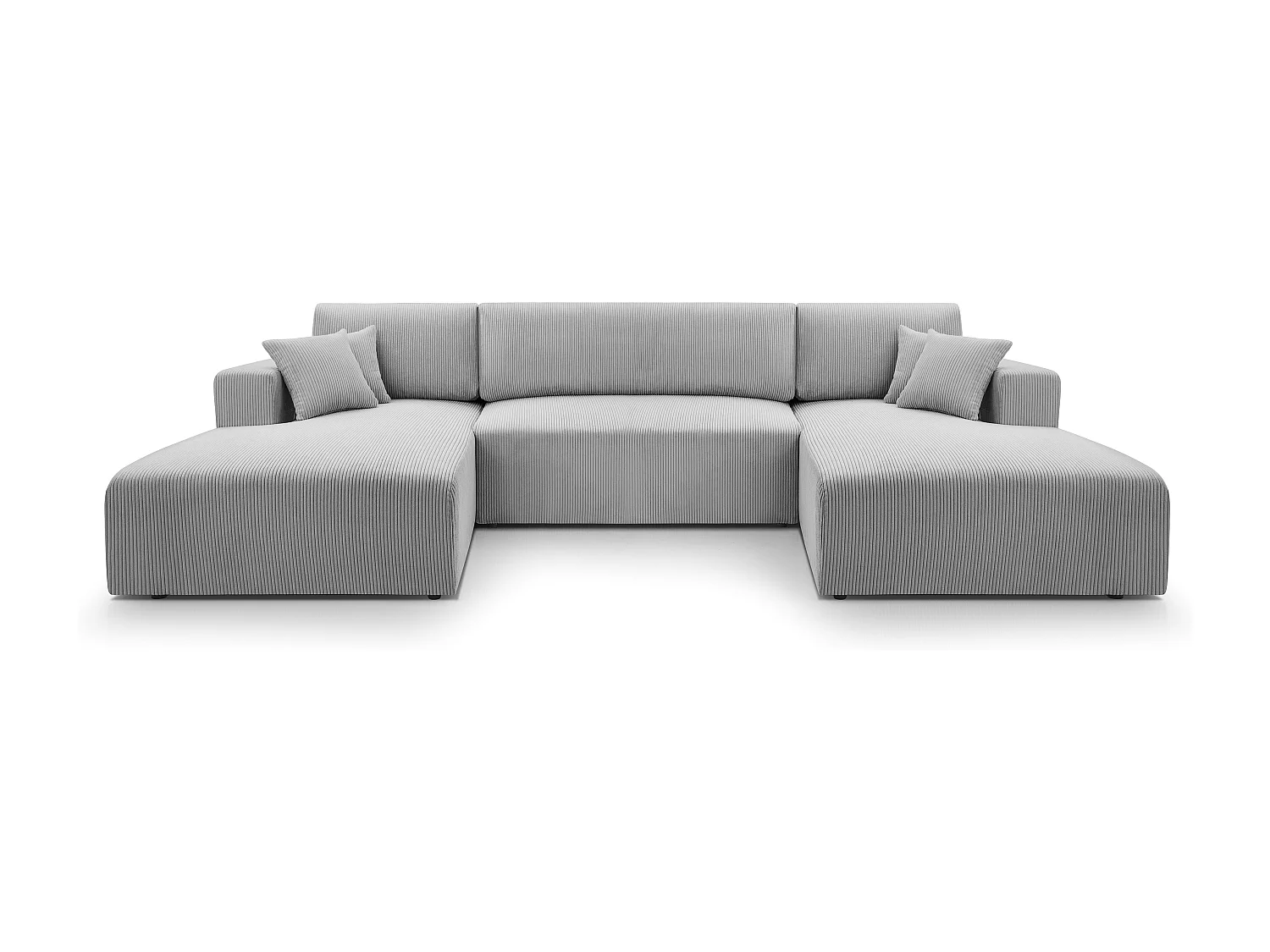 AX LIVING Canapé panoramique en U gris clair Catea fonction lit 364 cm
