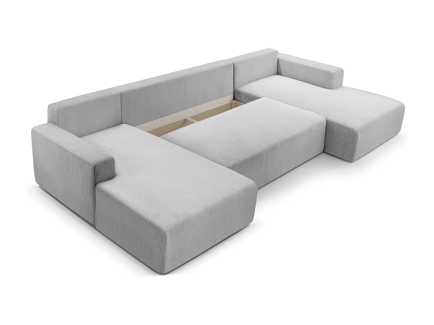 AX LIVING Canapé panoramique en U gris clair Catea fonction lit 364 cm