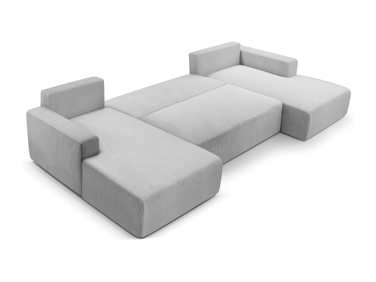 AX LIVING Canapé panoramique en U gris clair Catea fonction lit 364 cm