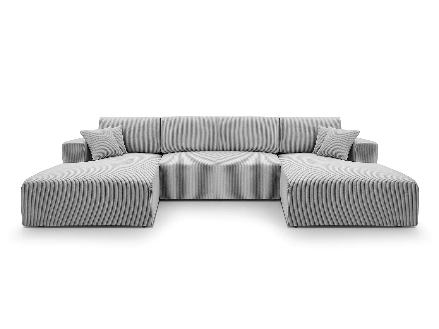 AX LIVING Canapé panoramique en U gris clair Catea fonction lit 364 cm