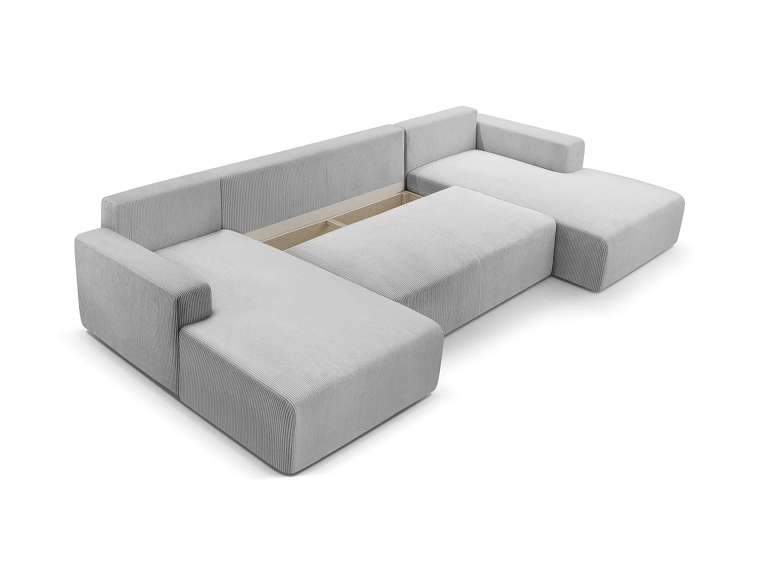 AX LIVING Canapé panoramique en U gris clair Catea fonction lit 364 cm