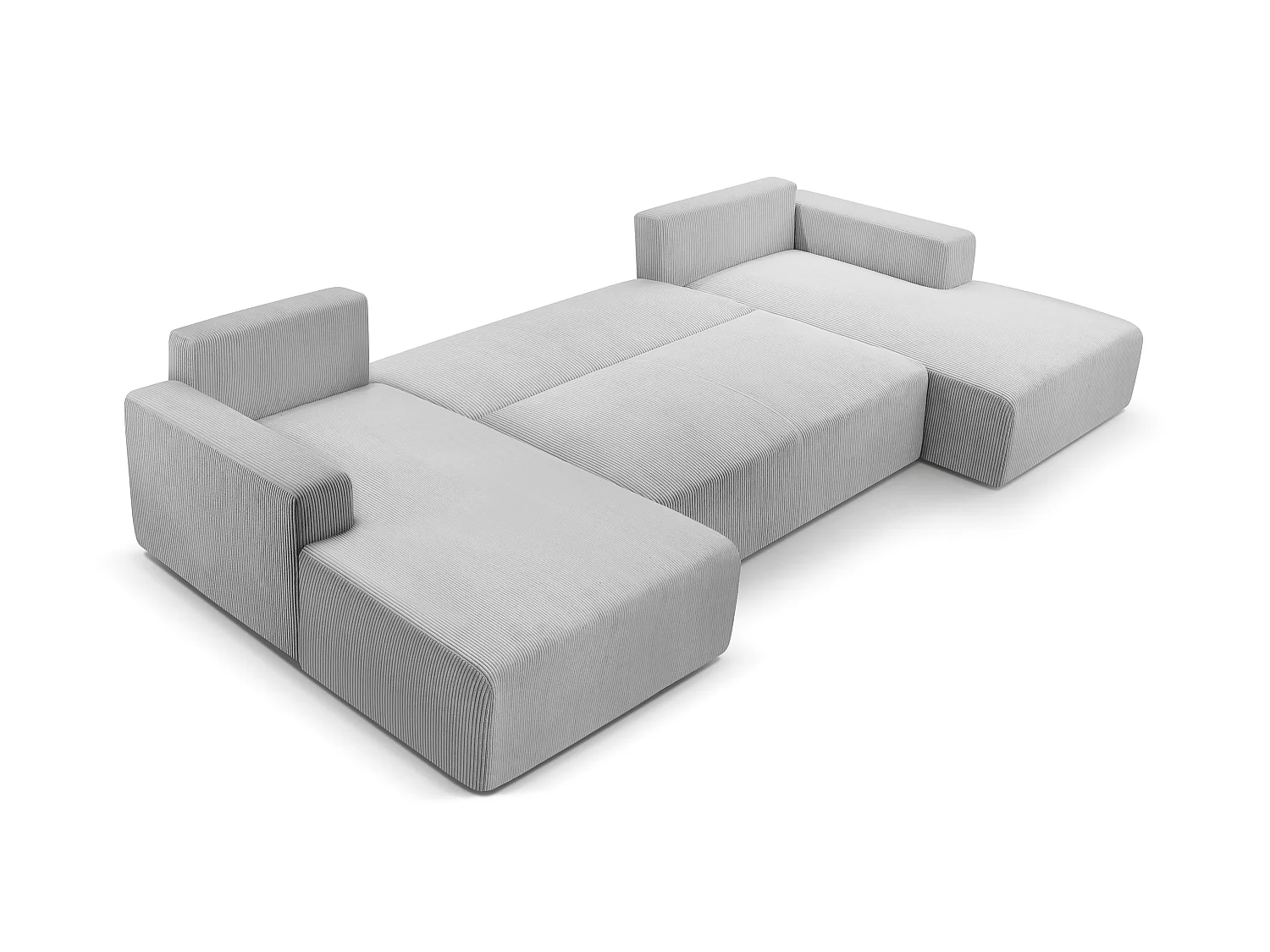 AX LIVING Canapé panoramique en U gris clair Catea fonction lit 364 cm