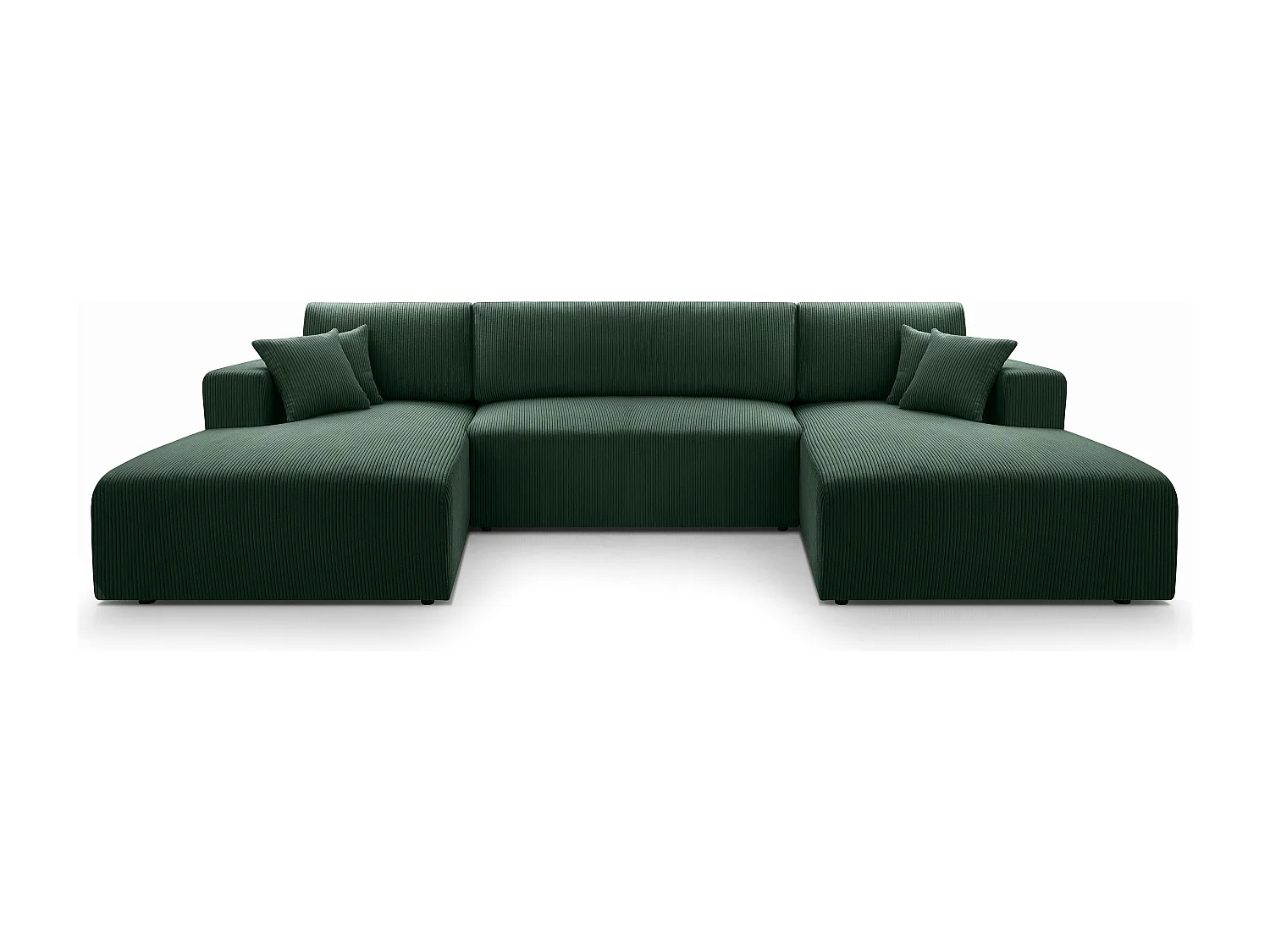 AX LIVING Canapé panoramique en U vert foncé Catea fonction lit 364 cm