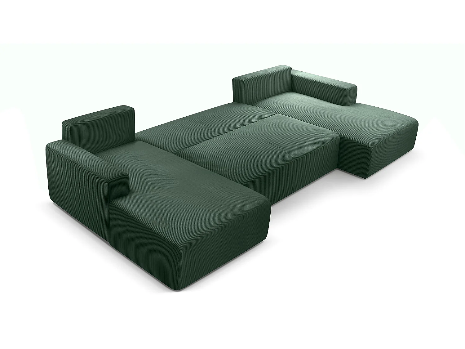AX LIVING Canapé panoramique en U vert foncé Catea fonction lit 364 cm
