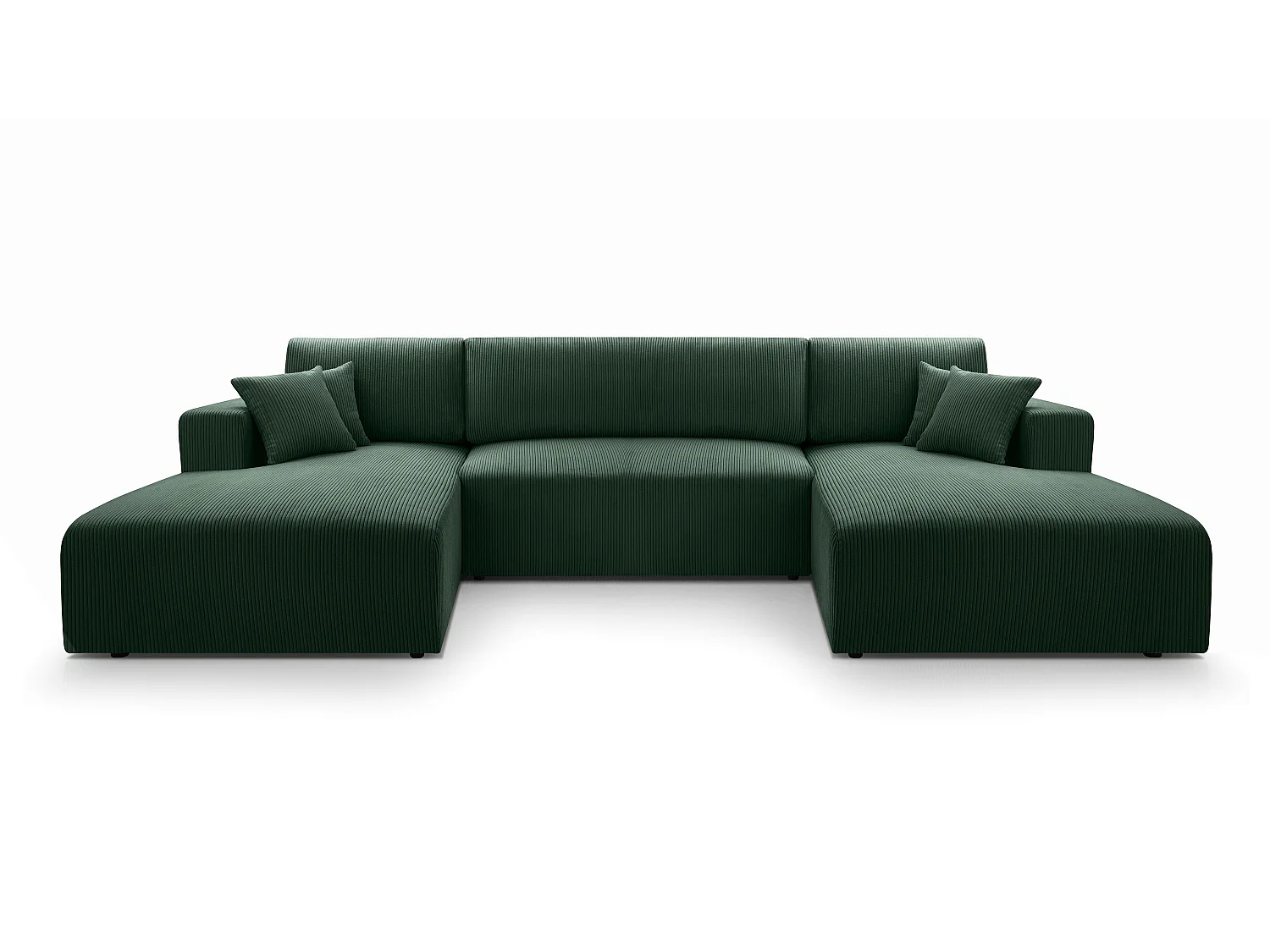 AX LIVING Canapé panoramique en U vert foncé Catea fonction lit 364 cm