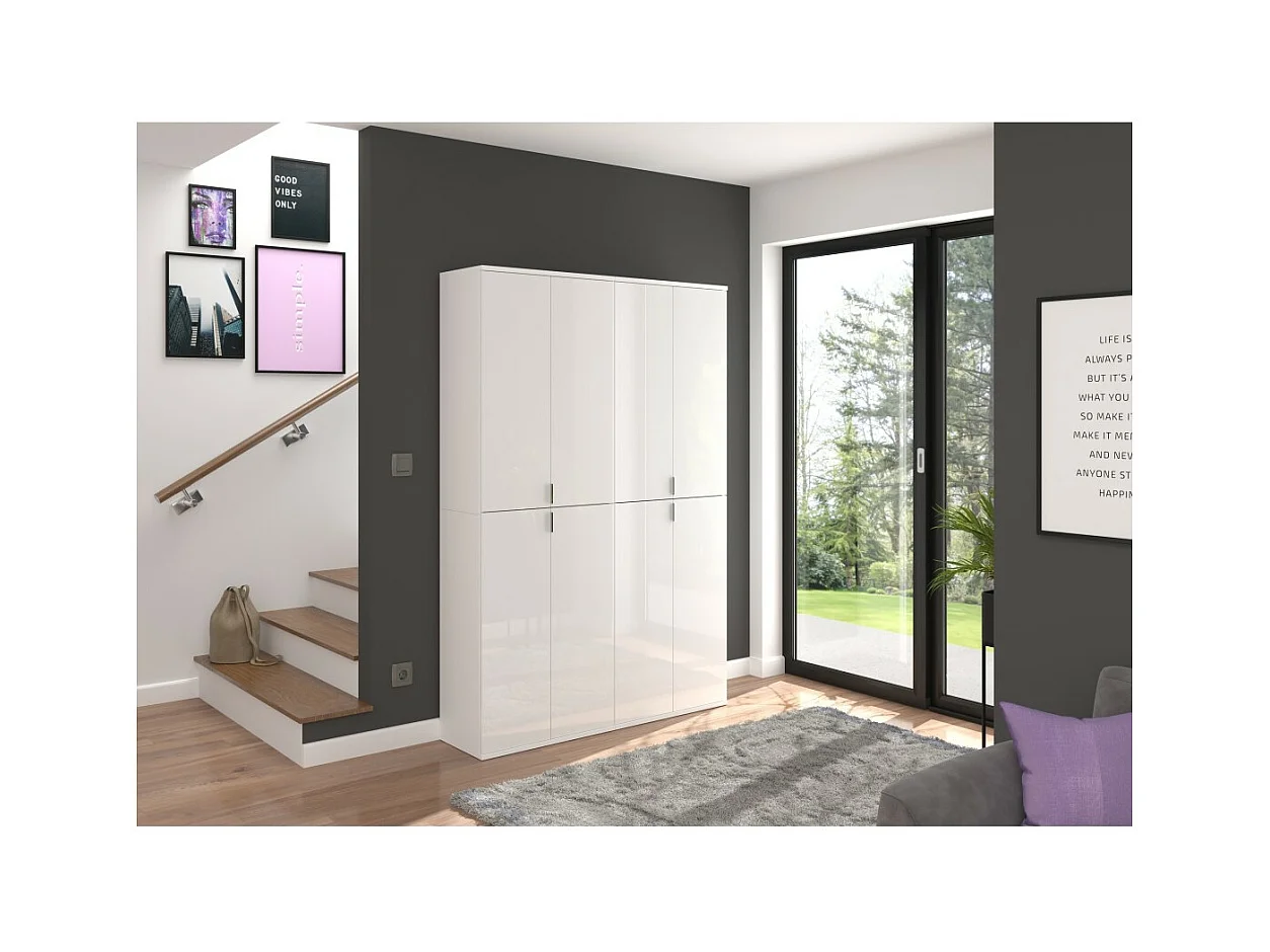 Armário 8 portas BODITE – Armazenamento espaçoso em branco laqueado