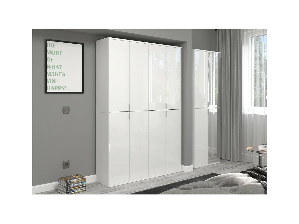 Armário 8 portas BODITE – Armazenamento espaçoso em branco laqueado