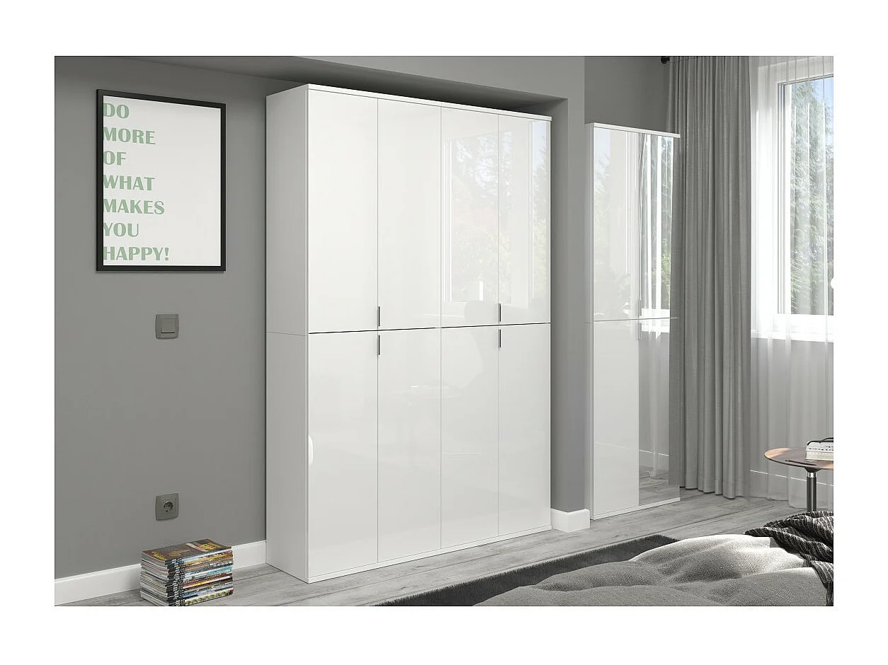 Armoire 8 portes BODITE – Rangement spacieux en blanc laqué