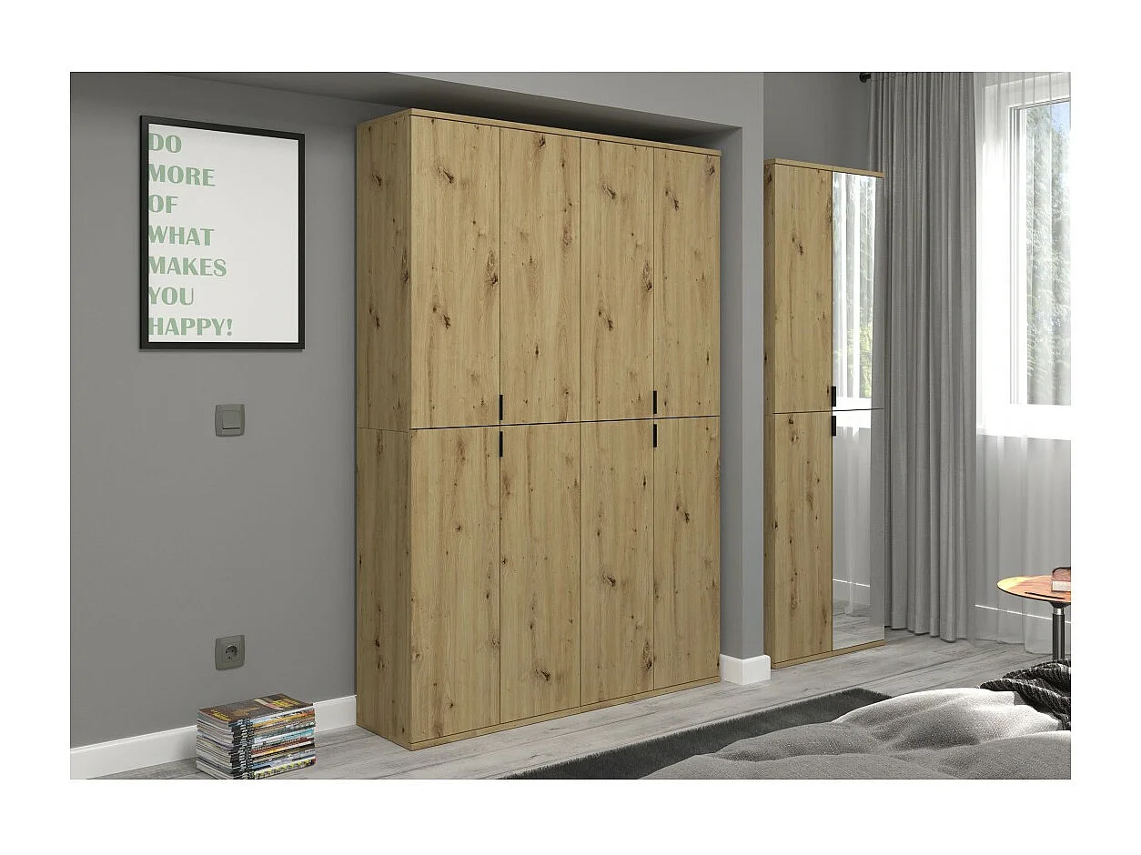 Armoire de rangement BODITE – 8 portes – Chêne clair – Élégance et grande capacité