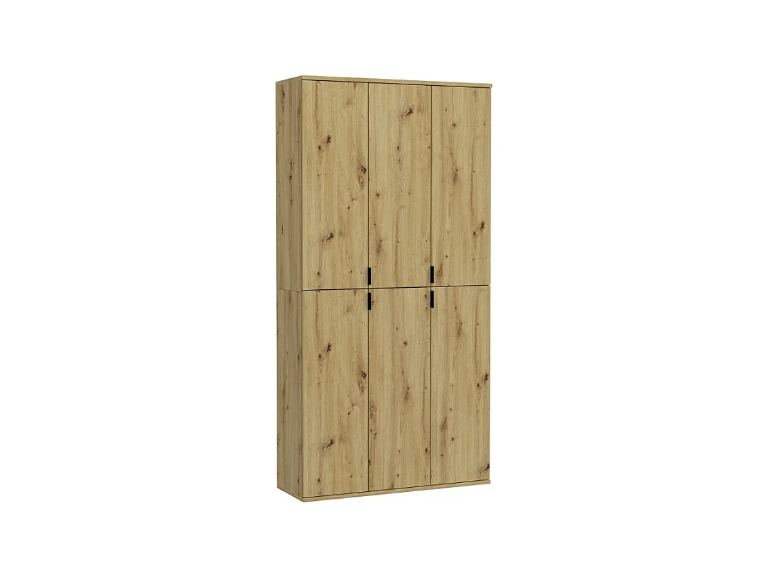 Armoire de rangement BODITE – 6 portes – Chêne clair – Style classique et spacieux