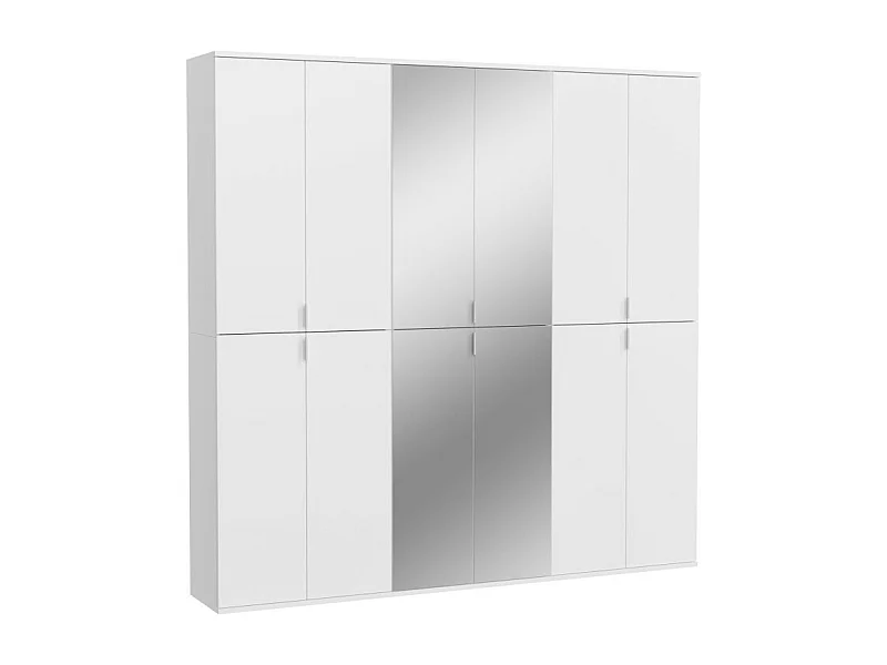 Armario 12 puertas BODITE – 4 puertas con espejos – Blanco lacado