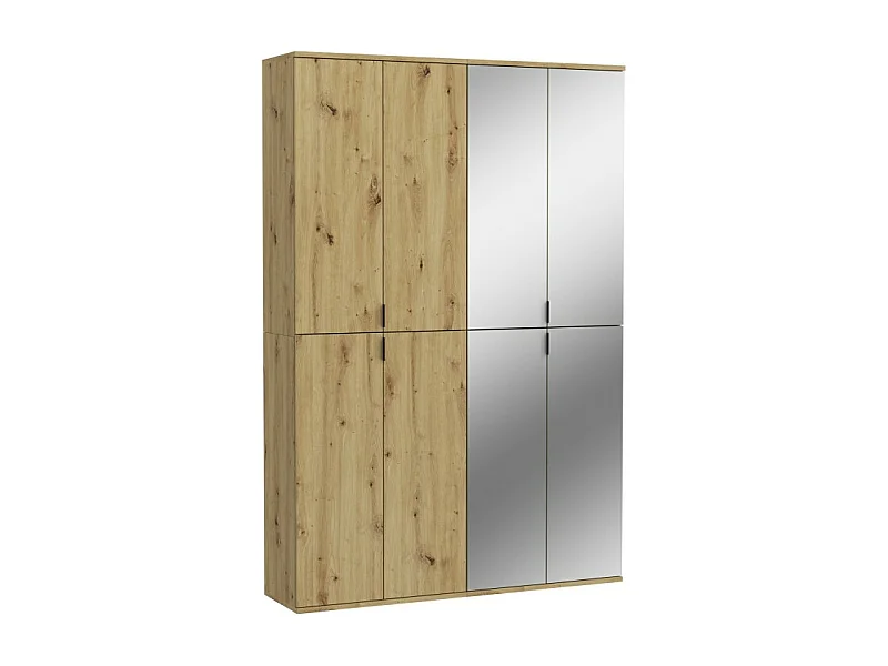 Armario de almacenamiento de 8 puertas con 4 espejos – Roble claro – BODITE