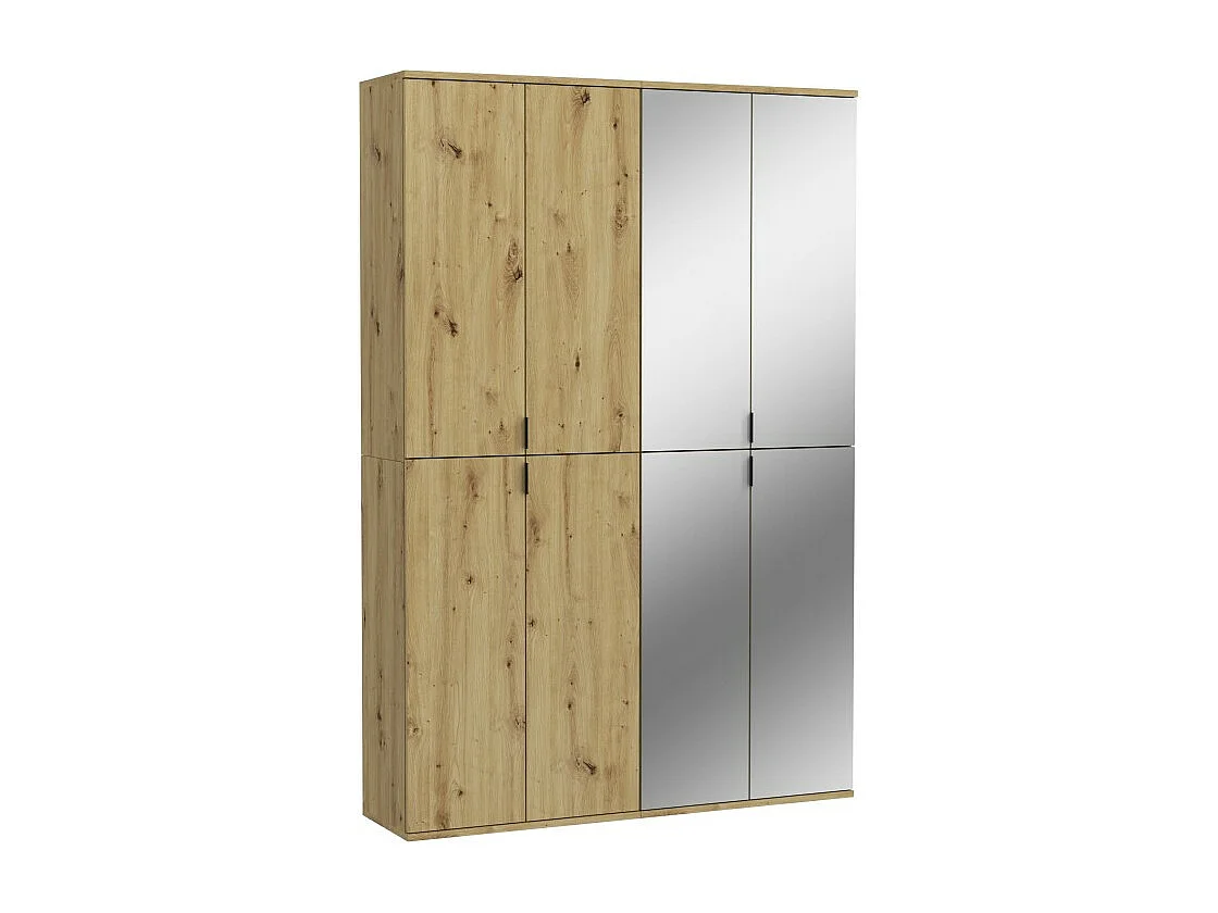 Armario de almacenamiento de 8 puertas con 4 espejos – Roble claro – BODITE