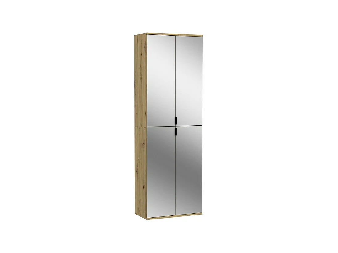 Armoire 4 portes avec miroirs – Chêne clair – BODITE