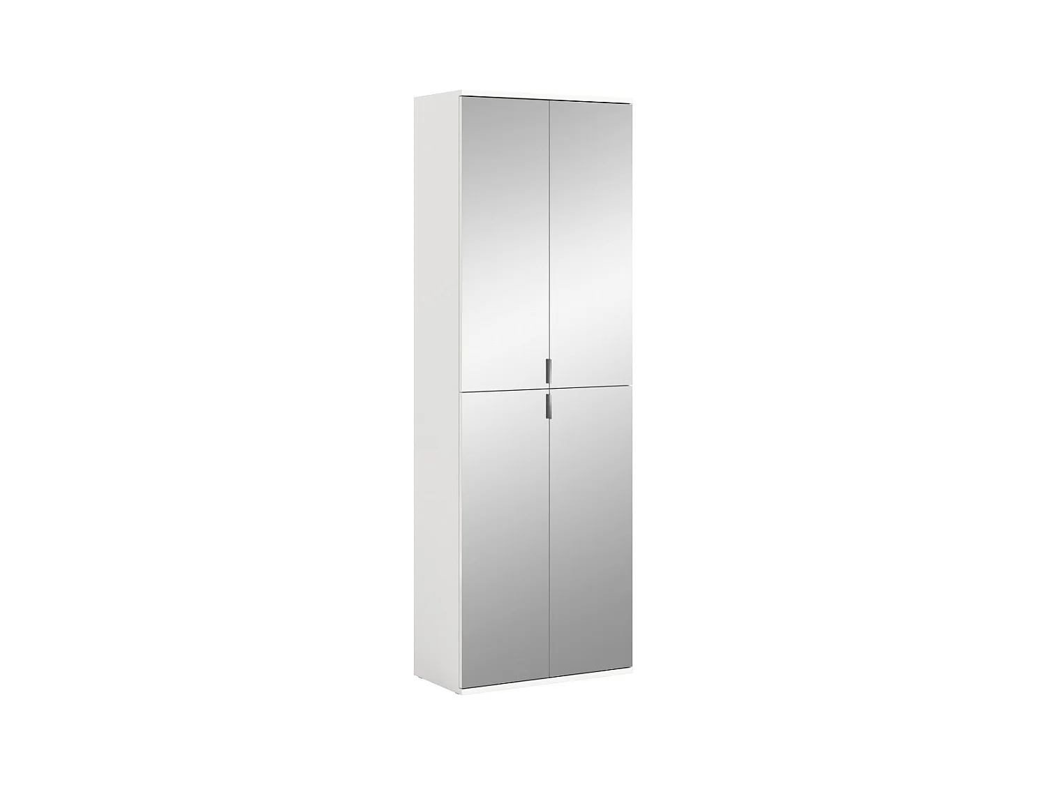 Armoire de rangement BODITE – 4 portes avec miroirs – Blanc laqué – Élégance et luminosité