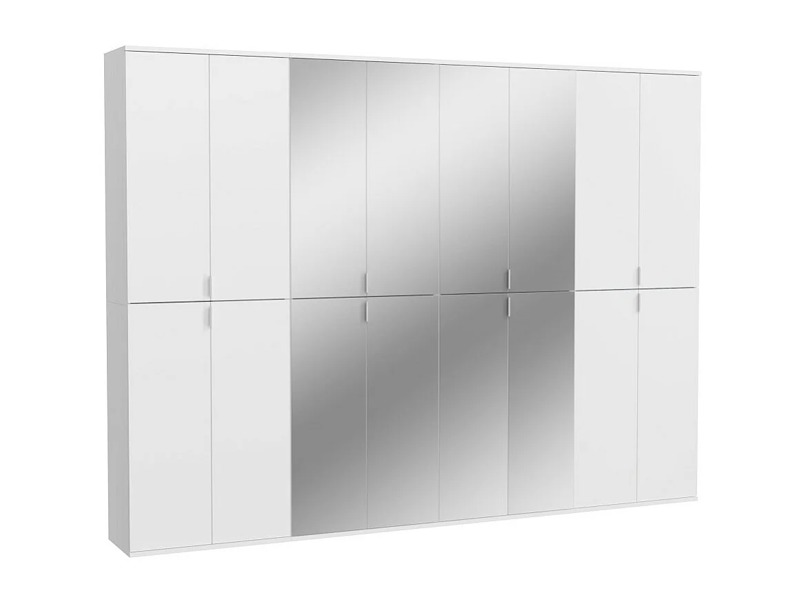 Armoire 16 portes BODITE – 8 portes avec miroirs – Blanc laqué