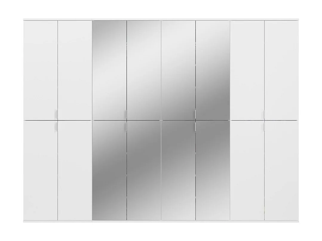 Armoire 16 portes BODITE – 8 portes avec miroirs – Blanc laqué