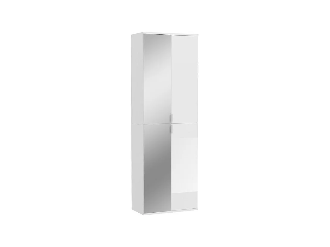 Armoire 4 portes BODITE – 2 portes avec miroirs – Blanc laqué