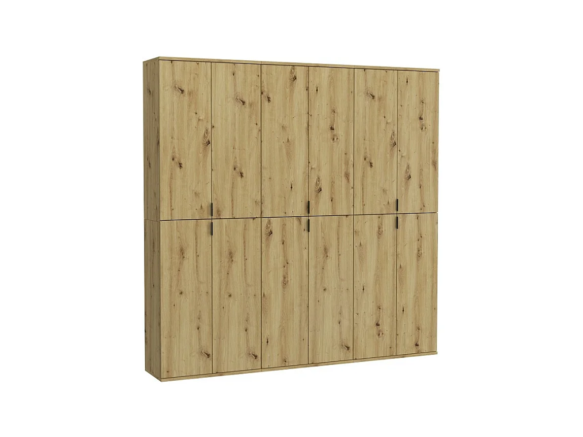 Armoire de rangement BODITE – 12 portes – Chêne clair