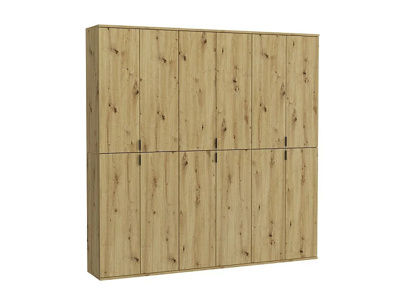 Armoire de rangement BODITE – 12 portes – Chêne clair
